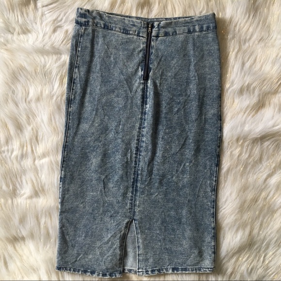 Sans Souci Denim Body Con Pencil Skirt - Picture 5 of 7